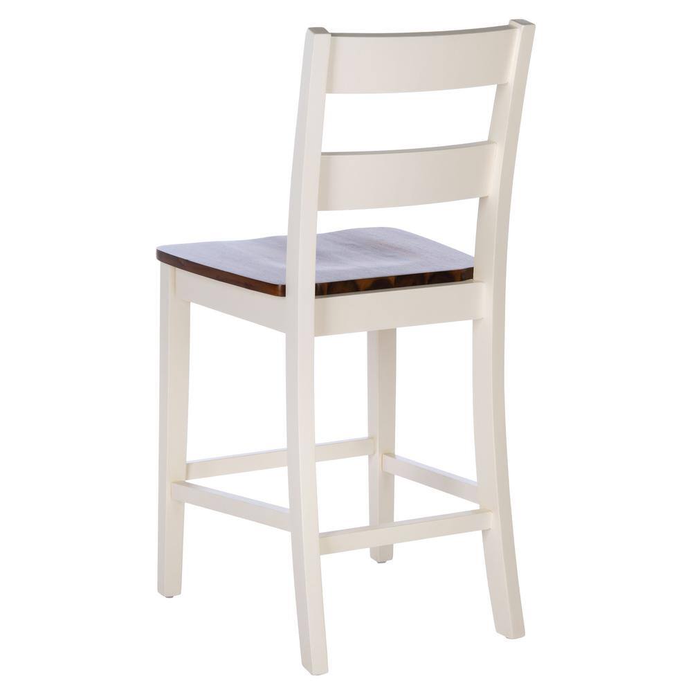 SAFAVIEH Izzy 39.5 in. White/Brown Bar Stool (Set of 2) BST9216A-SET2