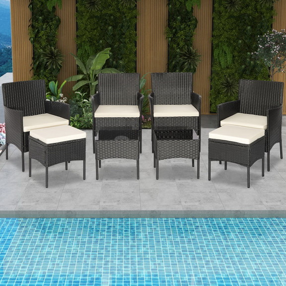 Costway 16983574 8 Pieces Patio Wicker Conversatio...