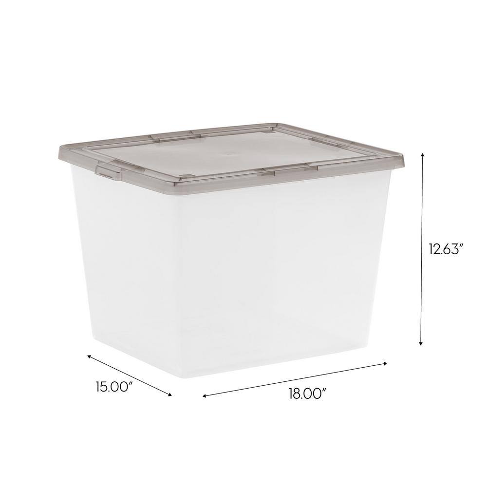 IRIS 36 qt. Plastic Storage Bin Tote Organizing Container with Latching Lid in Clear with Gray Lid (6-Pack) 585105