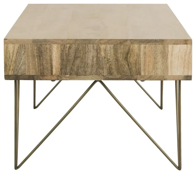 Retro Coffee Table  Hairpin Legs With Mango Wood Top  ampDrawer   Midcentury   Coffee Tables   by Declusia  Houzz