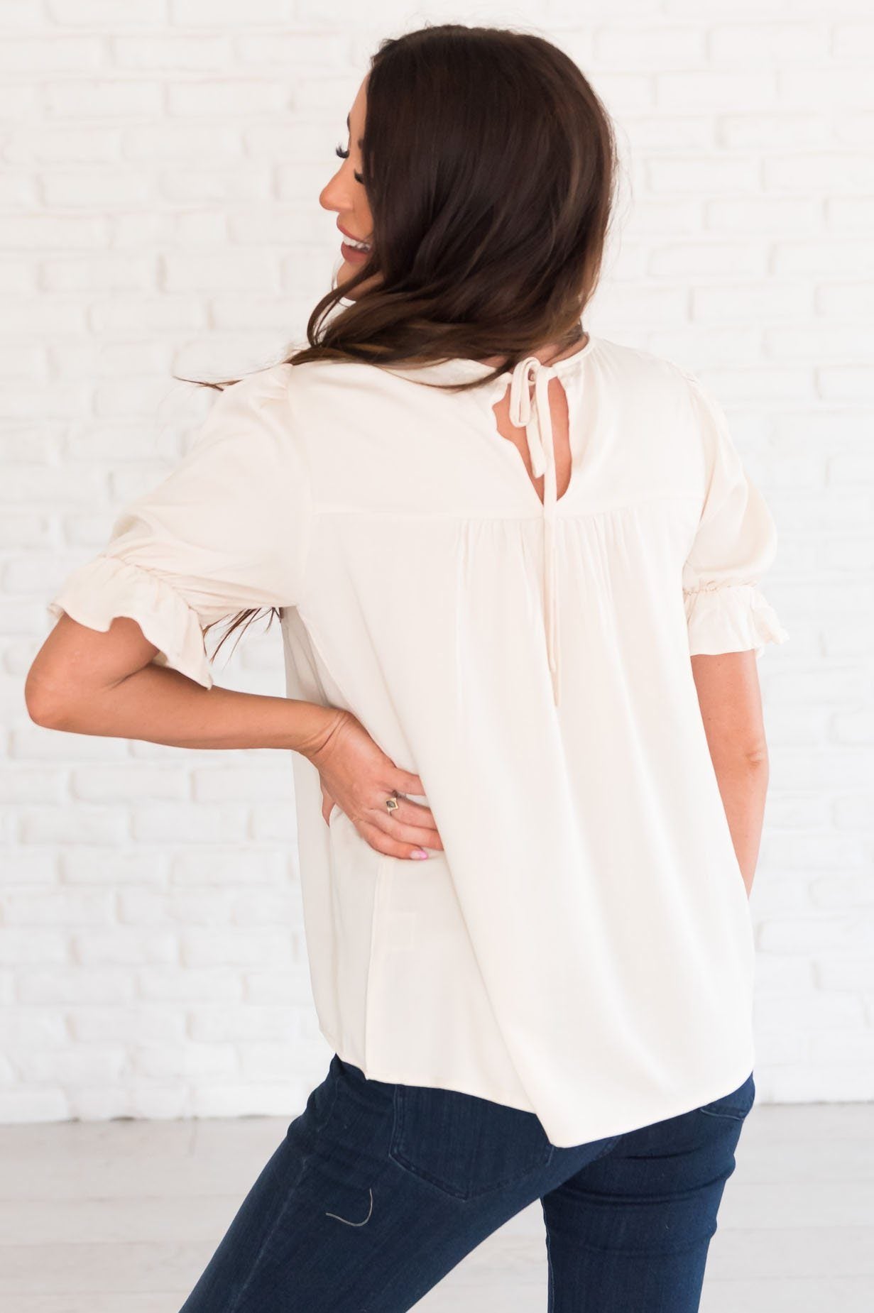 Drift Away Embroidered Modest Blouse