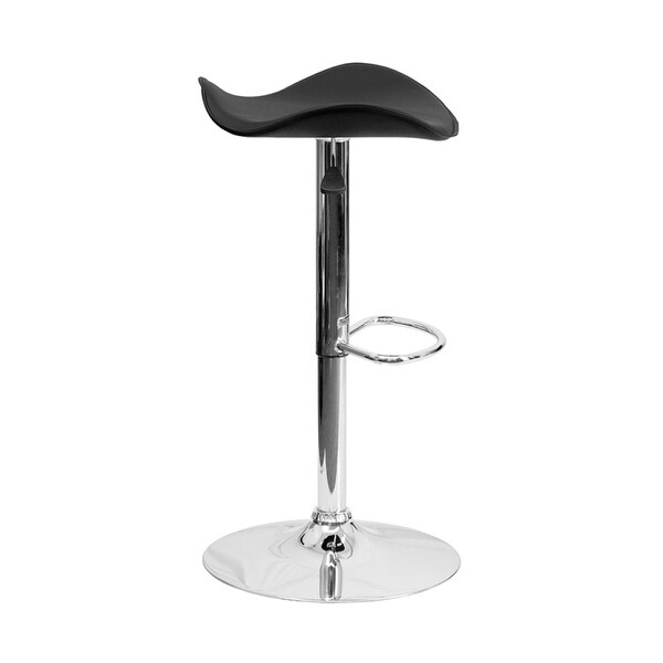 Contemporary Black Vinyl Adjustable Height Bar Stool