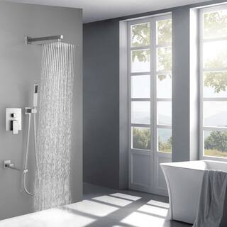 GIVING TREE 3-Spray Patterns with 1.8 GPM 12 in. Tub Wall Mount Dual Shower Heads Handshower in Brushed Nickel XLHDDTSH0005