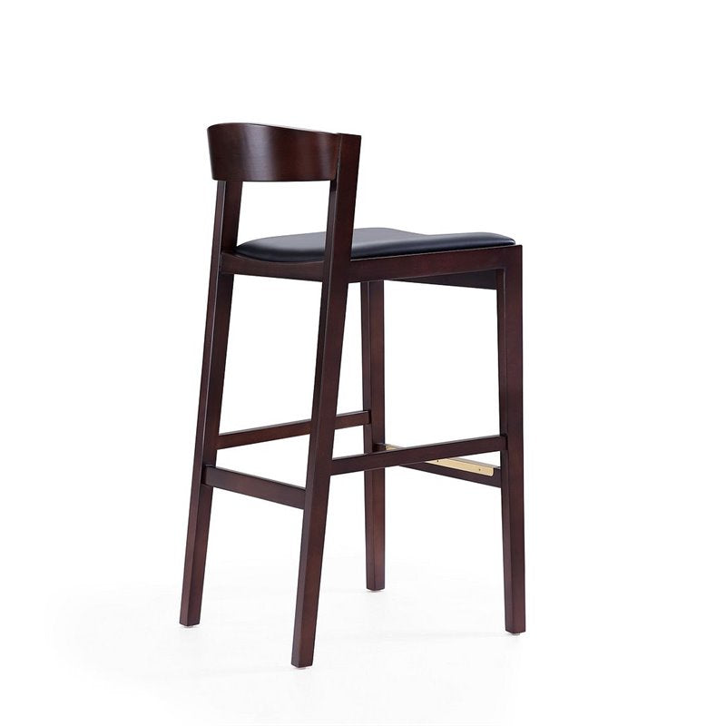 Manhattan Comfort Klismos 40.75 in. Black and Dark Walnut Beech Wood Barstool (Set of 3)