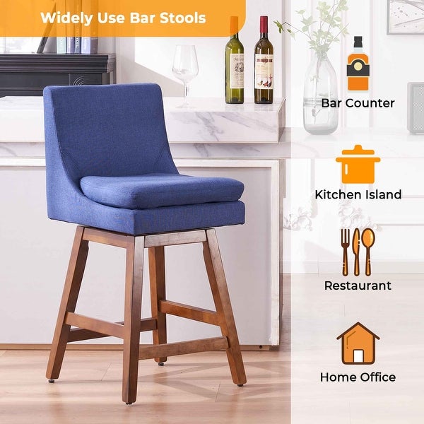 Faux Linen Swivel Bar Stools Set of 2， High Back Bar Height