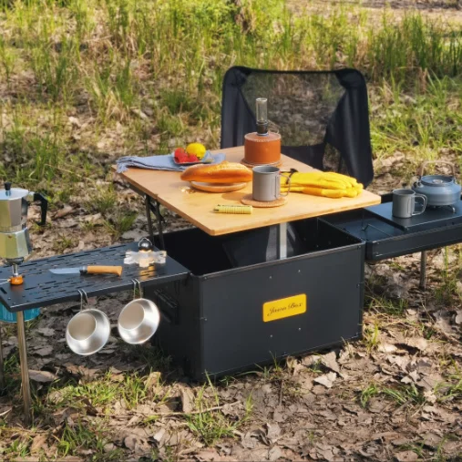 High Quality Picnic Outdoor Camping Kitchen Foldable Table Box Outdoor Mobile Kitchen