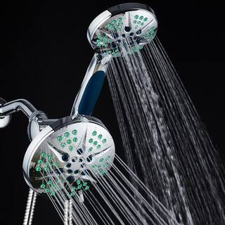 Hotel Spa Antimicrobial 48-Spray 6 in. High Pressure 3-Way Dual Rain Shower Head  Handheld Shower Head Combo in Chrome 6745