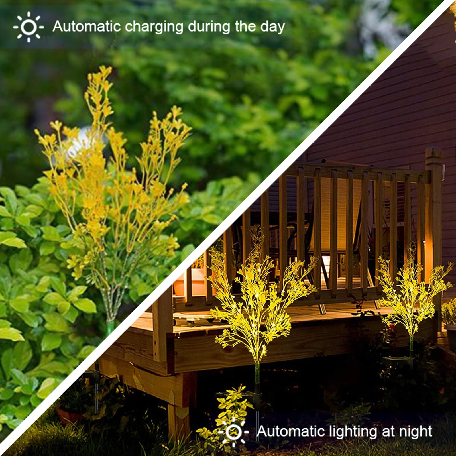 Outdoor Solar Flower Lights Canola Flowers Solar LED Garden Stake Lights IP65 Waterproof Adjustable for Patio 2Pack