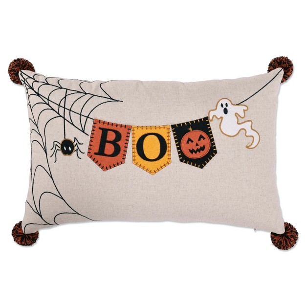 x27 boo x27 Banner Lumbar Throw Pillow Beige black orange Pillow Perfect