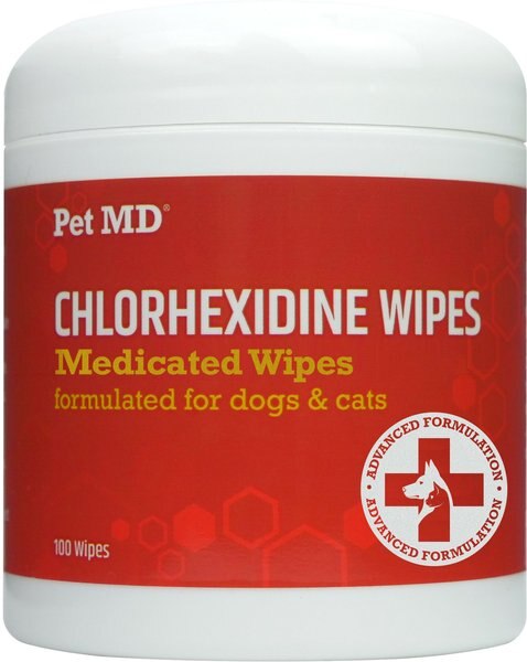 Pet MD Chlorhexidine Dog and Cat Wipes， 100 Count