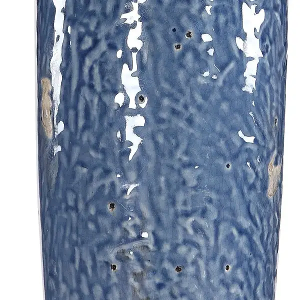 Copper Grove Bajze Blue Textured Ceramic Table Lamp with Distressing