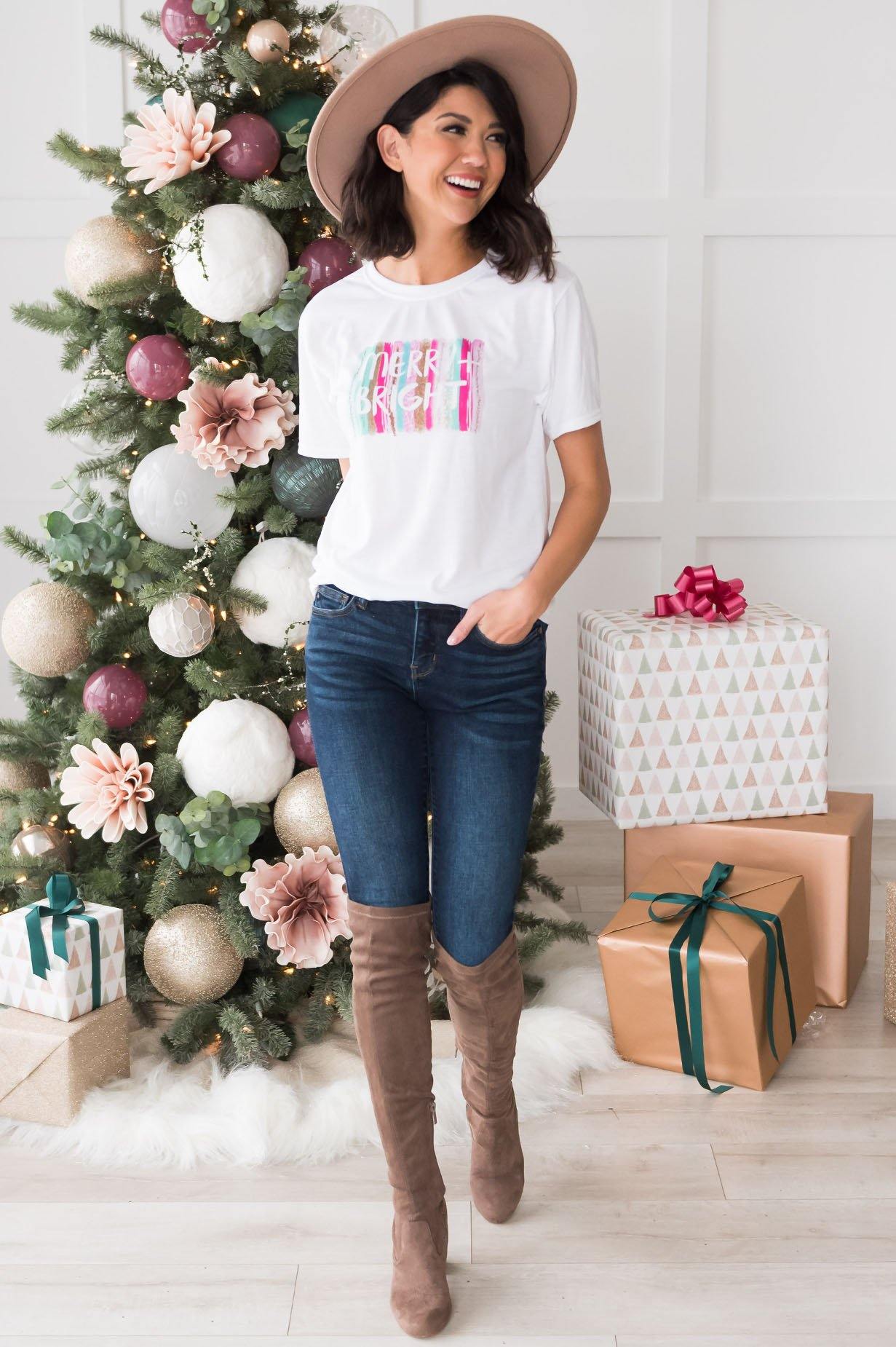 Merry & Bright Modest Tee