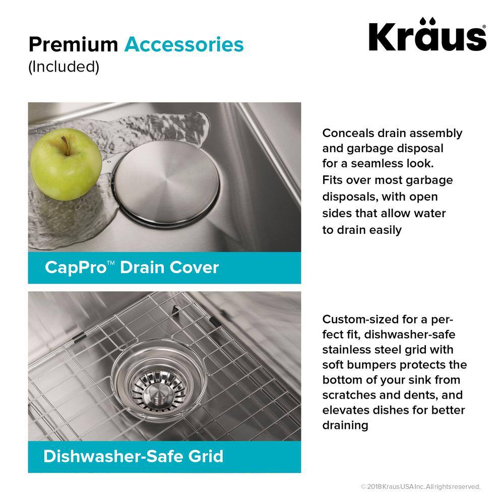 KRAUS Standart PRO Undermount Stainless Steel 27 in. Single Bowl Kitchen Sink KHU110-27