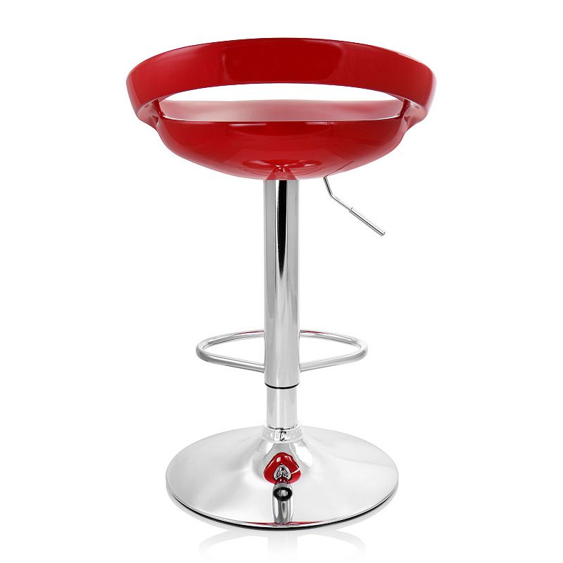 Elama 2 Piece Retro Adjustable Bar Stool in Red with Chrome Base