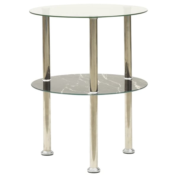 vidaXL 2-Tier Side Table Transparent and Black 15