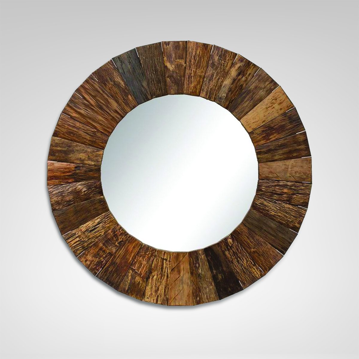 Round Wood Mirror