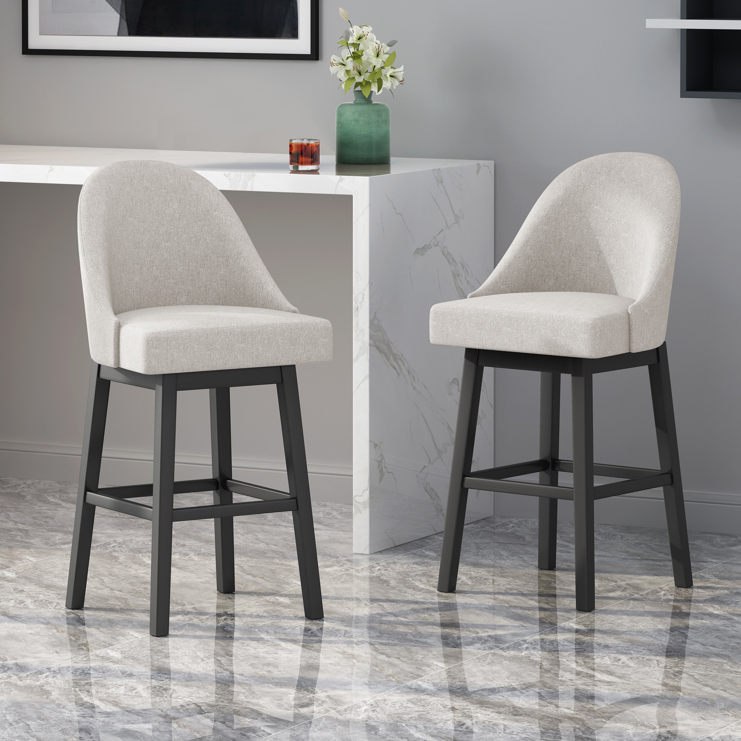 Andriel Modern Upholstered Swivel Bar Stool