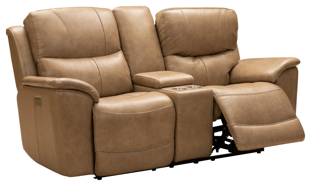 Barcalounger Kaden Power Reclining Console Loveseat Elliott Taupe   Contemporary   Loveseats   by Beyond Design  ampMore  Houzz