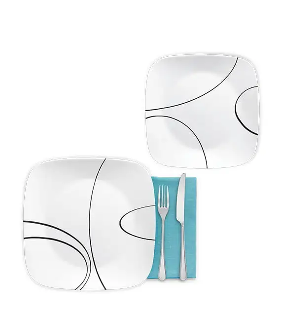 Corelle Square Simple Lines， Dinnerware Set， 16-Piece， Set for 4