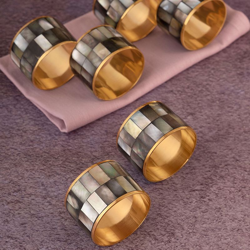 GAURI KOHLI Serena Black Pearl Napkin Rings， Set of 6