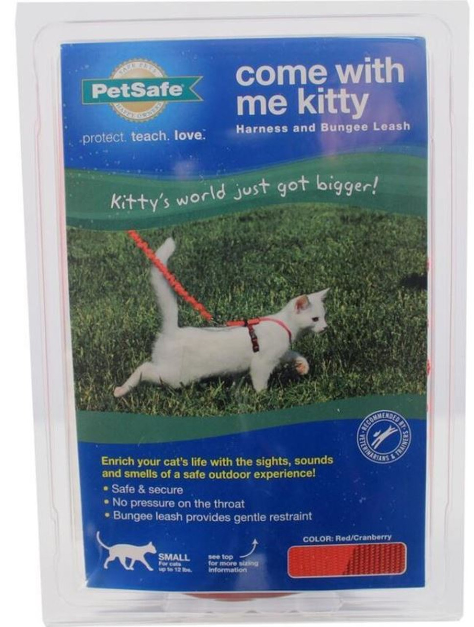 PetSafe Come With Me Kitty Cat Harness and Bungee Leash， Red