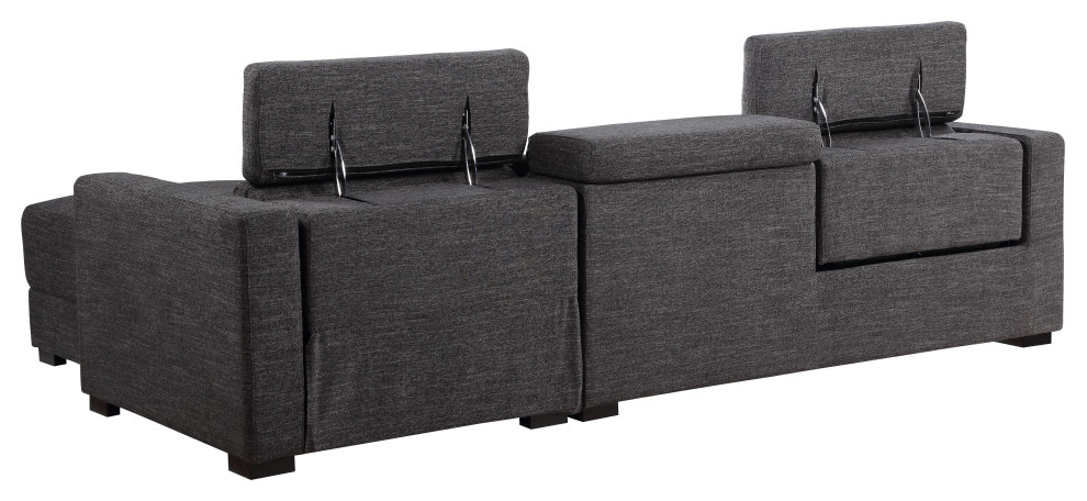 Zara Dark Gray Polyester Fabric Power Reclining Sectional   Transitional   Sectional Sofas   by Steve Silver  Houzz