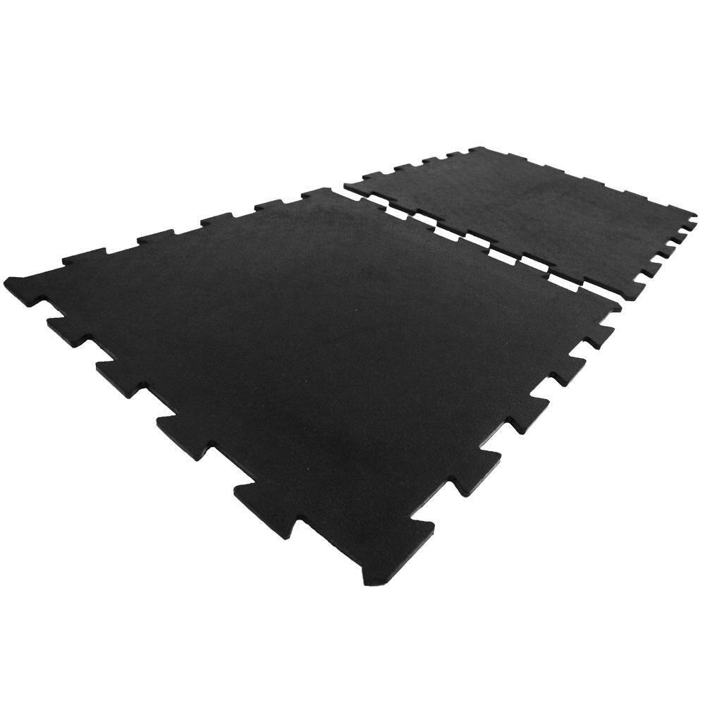 Rubber-Cal Armor-Lock 38 in. T x 24 in. W x 24 in. L Interlocking Rubber Tiles (48 sq. ft.) (12-Pack) 03-212-WBK-12