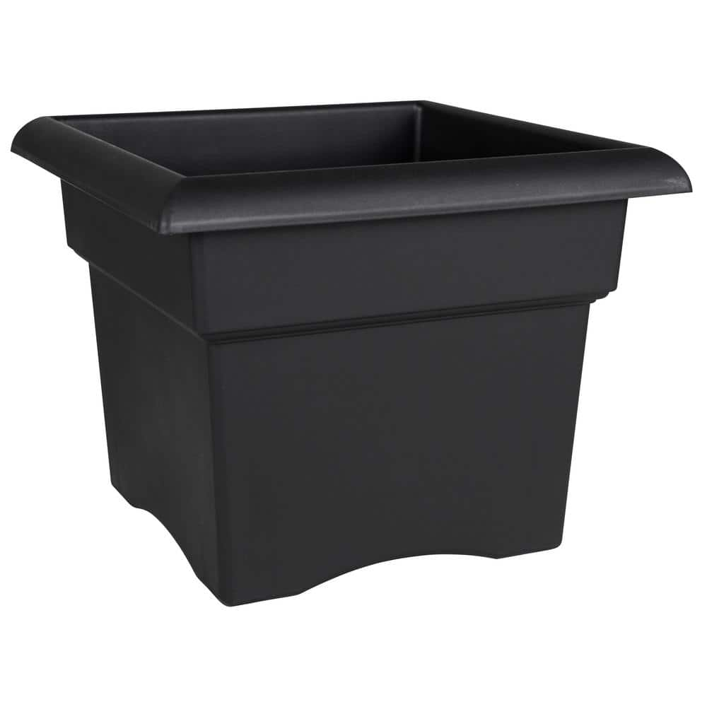 Bloem Veranda Square 18 in. Black Plastic Deck Box Planter 57918