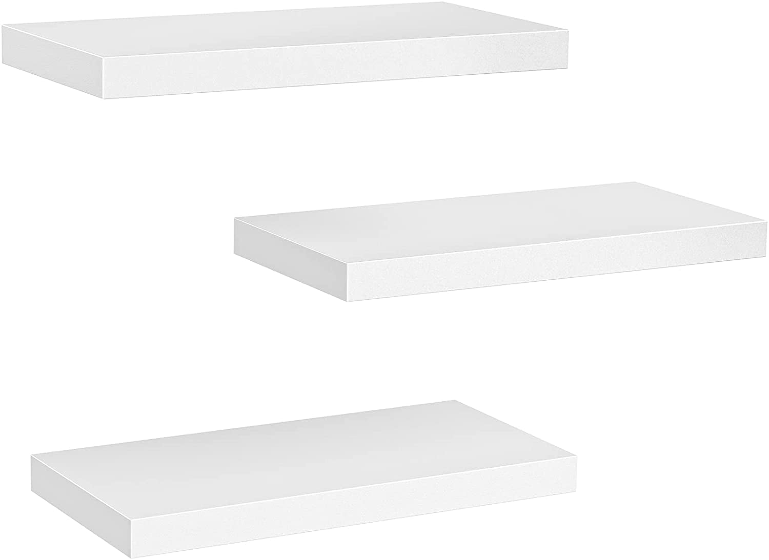 Set of 3 Modern Style Floating Shelves Wall Mounted for Decor, White