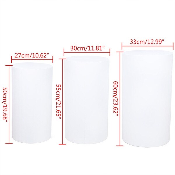 3PCS Cylindrical Cake Display Pillar Round Pedestal Display - 12.99*23.62''