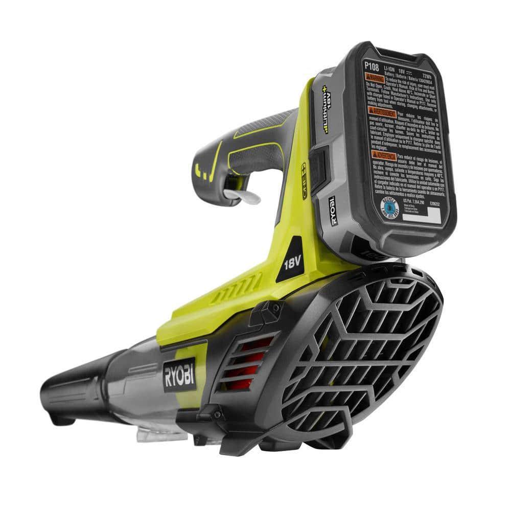 RYOBI ONE 18V 100 MPH 280 CFM Cordless Battery VariableSpeed Leaf Blower wLawn and Leaf Bag 40 Ah Battery and Charger