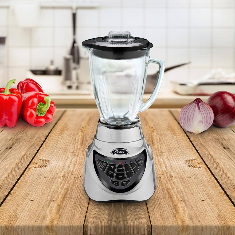 Oster Pro 500 48 oz. 7-Speed Chrome Blender with Glass Jar 985114165M