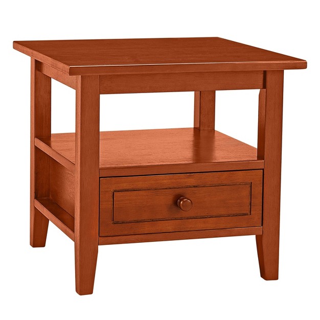 Wooden Rectangular End Table With 1 Drawer Brown The Urban Port