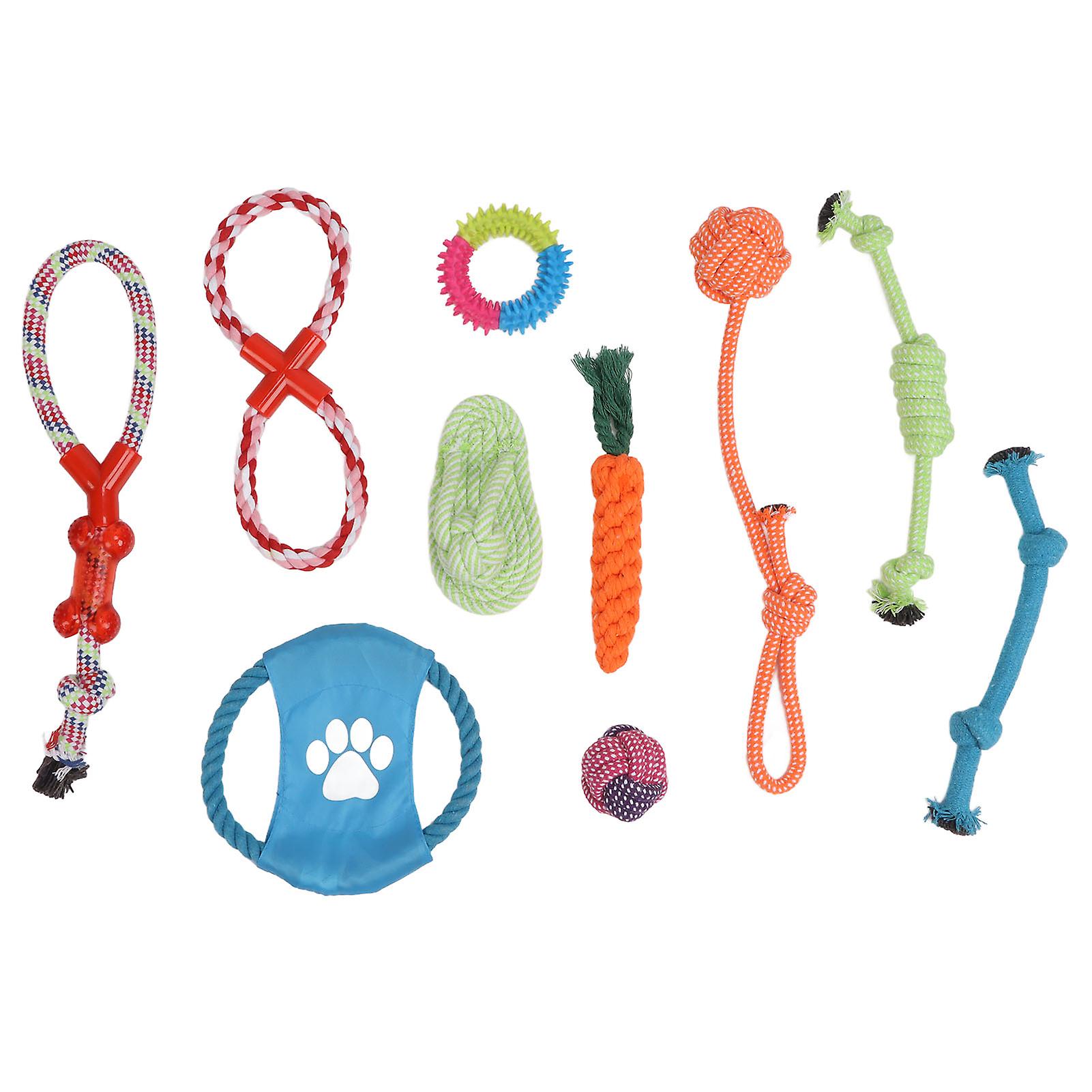 10pcs Pet Cotton Rope Toy Interactive Colorful Puppy Chewing Molar Toy For Medium Large Dog