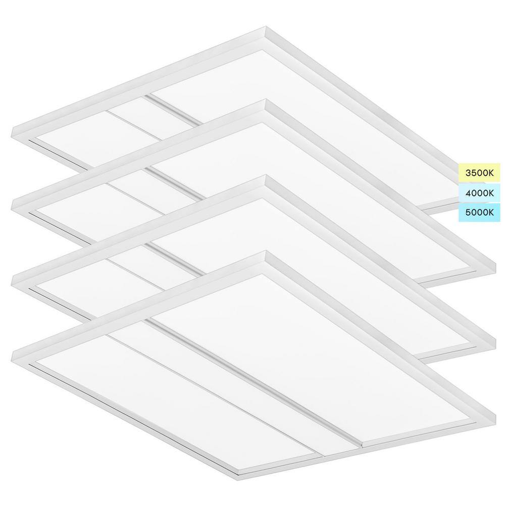 LUXRITE 2 ft. x 2 ft. 275033003850 Lumens Integrated LED Panel-Light 3 Color Options 3500K4000K5000K Dimmable (4-Pack) LR25705-4PK