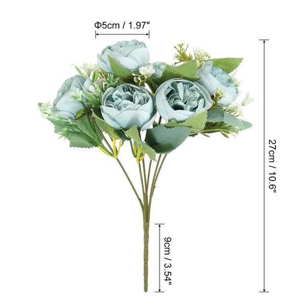 6 Branch Artificial Silk Peony Hydrangea Floral，2 Pack Fake Flowers