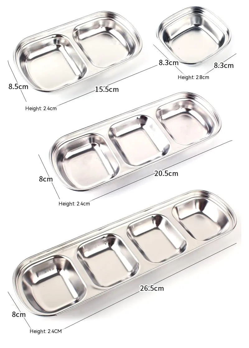 Korean Hot Selling Stainless Steel Condiment Bowl Divider Sauce Dish Herb Spice Tools For Kitchen