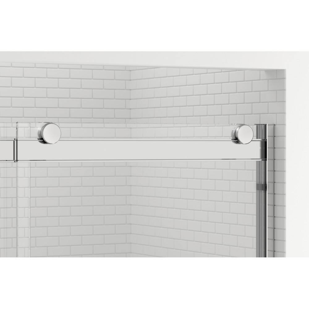 Basco Rotolo 60 in. x 70 in. Semi-Frameless Sliding Shower Door in Brushed Nickel with Handle RTLA05B6070CLBN