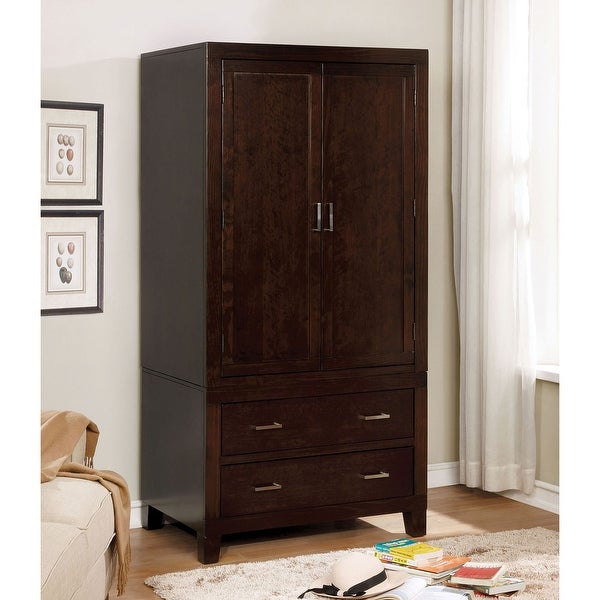 Wooden Armoire With 2 Drawers， Espresso - - 34443275