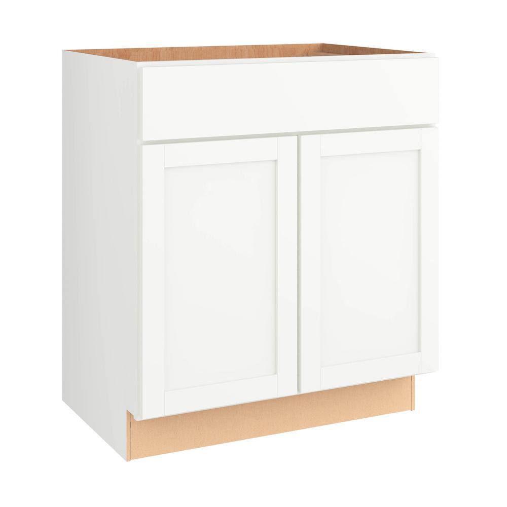 Hampton Bay Courtland Shaker Assembled 30 in. Vanity Sink Base Cabinet in Polar White VSB30-CSW