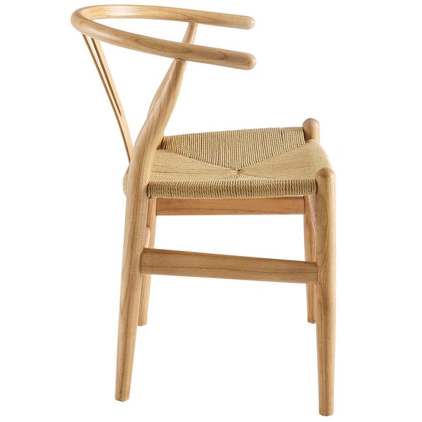 Novato Mid Century Modern Curved Natural Wooden Arm Dining Chair