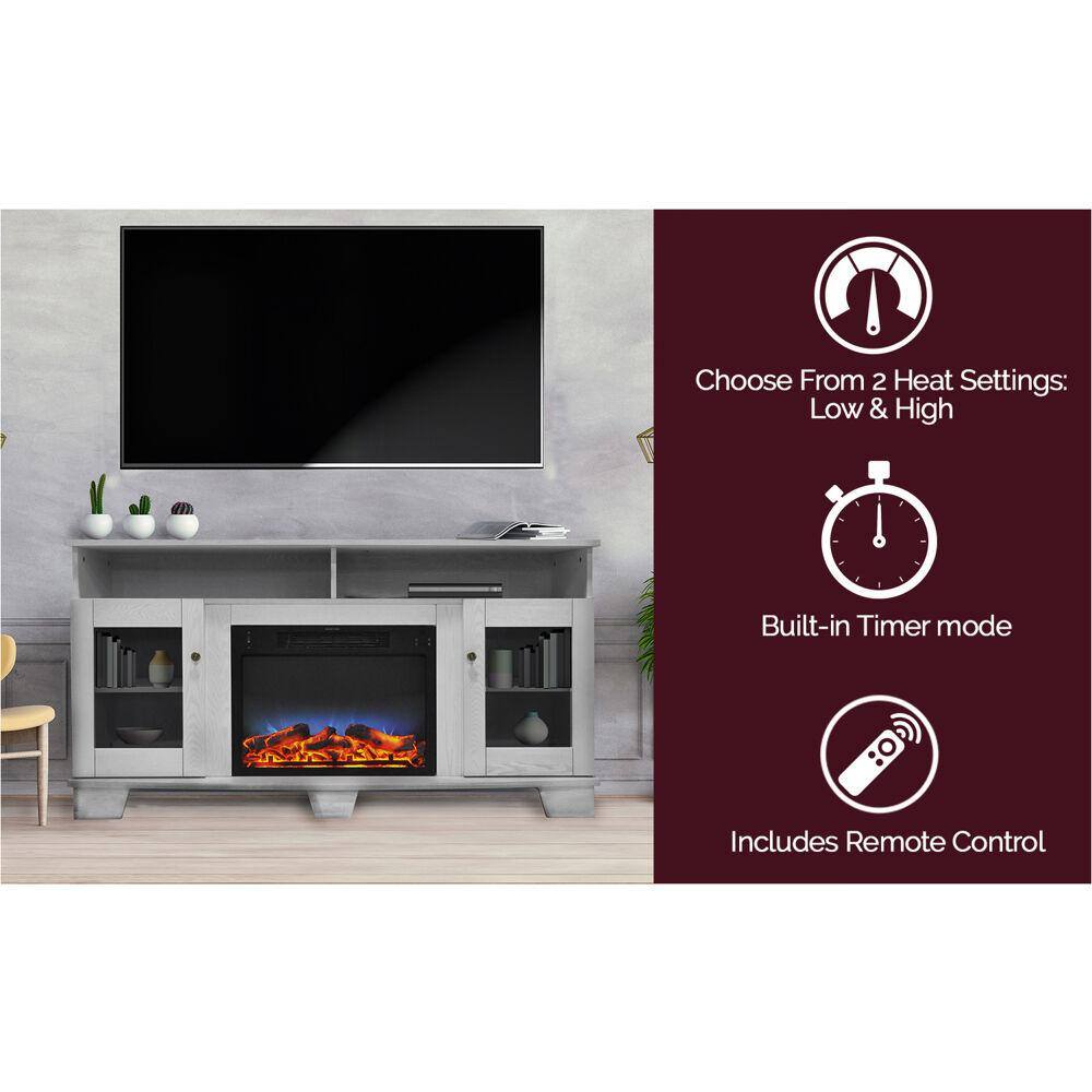 Cambridge Savona 59 in. Electric Fireplace in White with Entertainment Stand and Multi-Color LED Flame Display CAM6022-1WHTLED