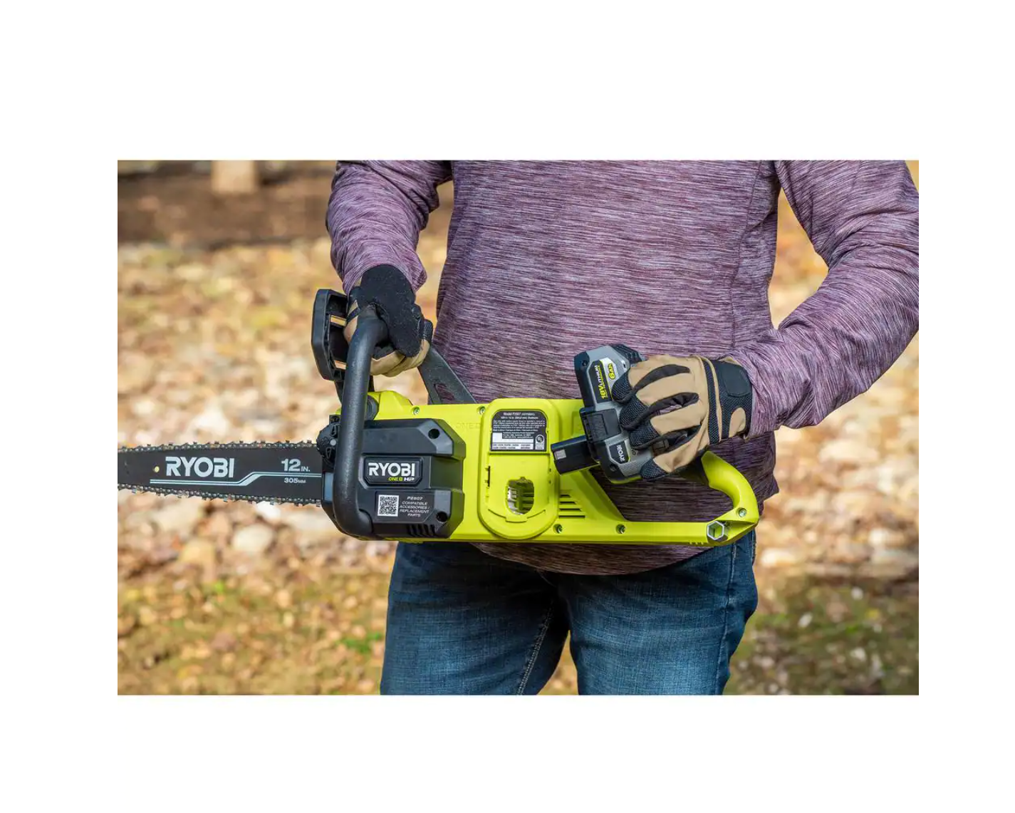 RYOBI P2570 ONE+ HP 18V Brushless Whisper Series 12 in. Cordless Battery Chainsaw with 6.0 Ah Battery and Charger