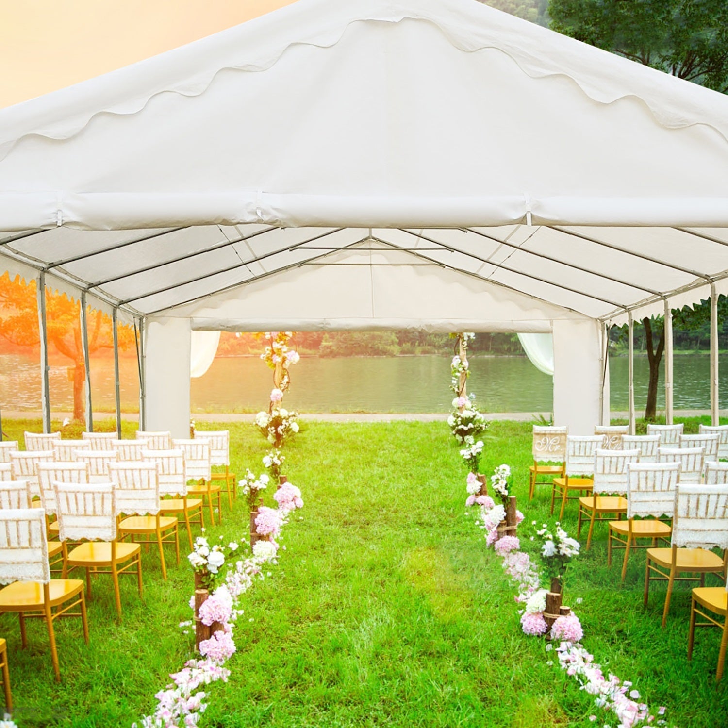 MF Studio 20'X40' Party Tent Outdoor Event Shelter Canopy with 12 Removable Sidewalls, White