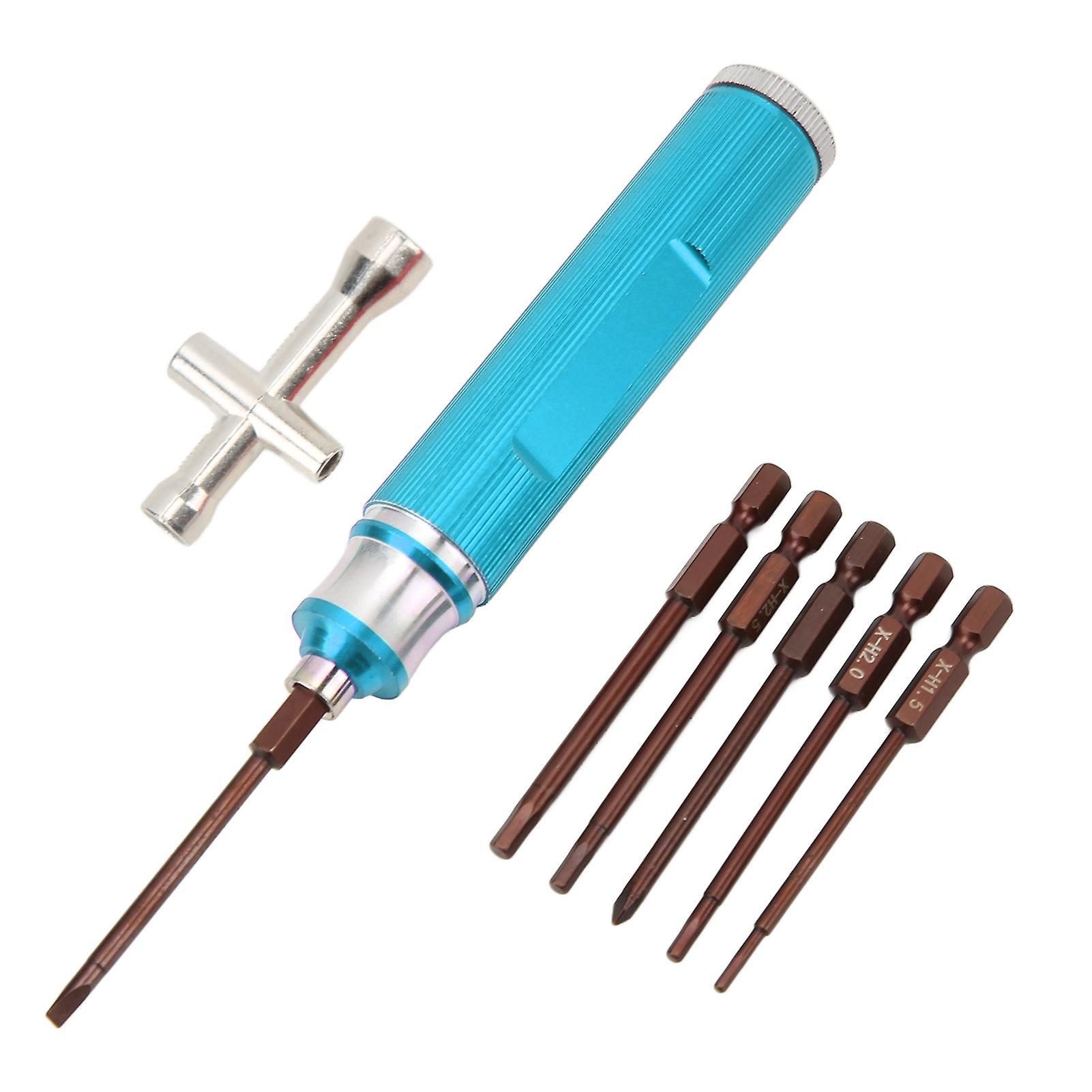 Aluminum Rc Hex Screwdriver Tools Kit Ergonomic Design Durable Rc Car Model Repair Accessoryblue