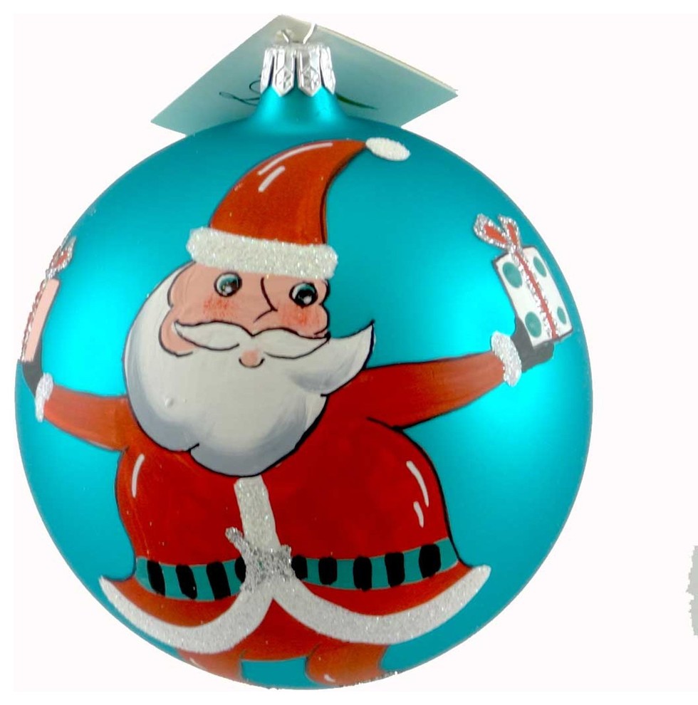 Laved Italian Ornaments SANTA WITH PRESENTS BALL Christmas Gifts Claus 24379   Contemporary   Christmas Ornaments   by Story Book Kids Inc  Houzz