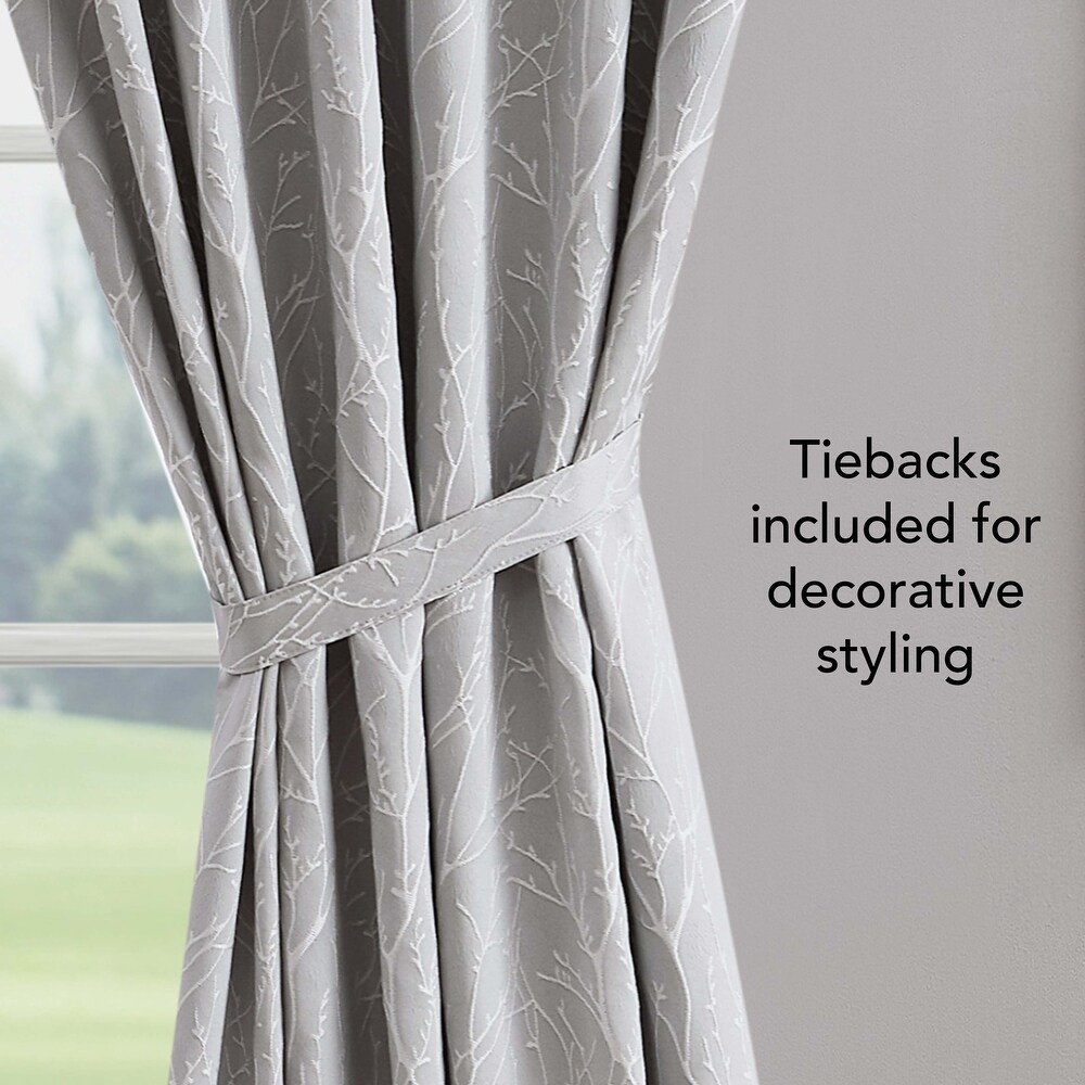 Creative Home Ideas Collins Blackout Window Curtain  Room Darkening  Thermal Insulated  Branch  Back Tab  2 Panels  2 Tiebacks