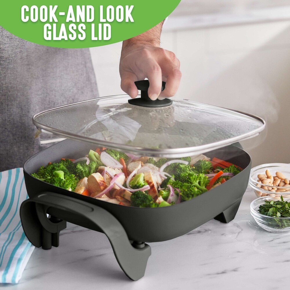 GreenLife Healthy Ceramic Nonstick 5 in 1 Electric Skillet  Black