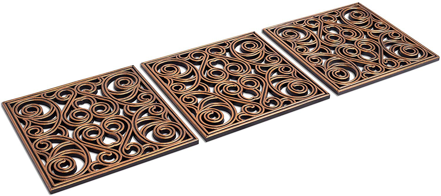 BirdRock Home Rubber Stepping Stone Tiles - 12 x 12" - Set of 3 - Copper