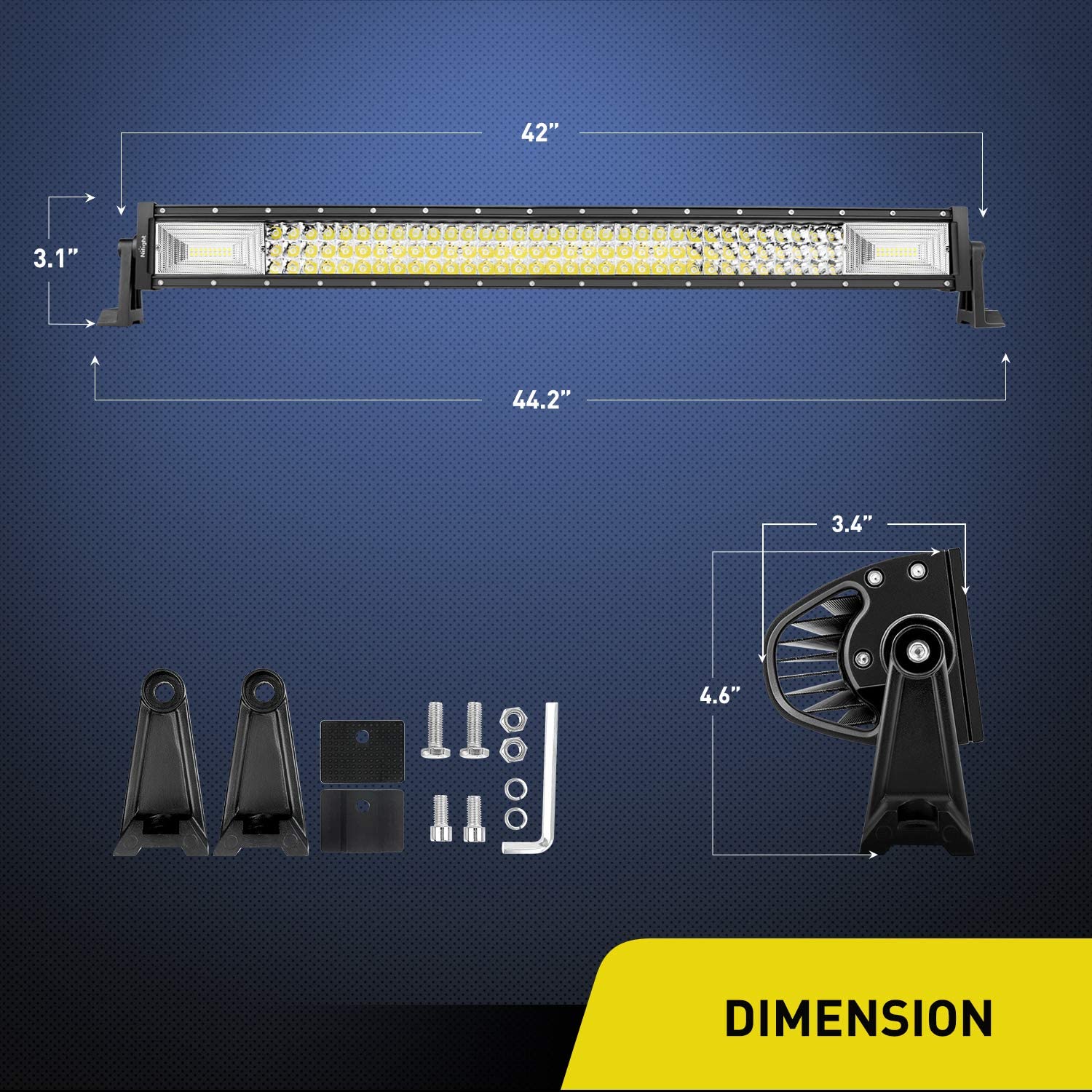 Nilight LED Light Bar 42Inch 648W Triple Row Flood Spot Combo Driving Lights for Trucks， Jeep， UTV， ATV， Boats